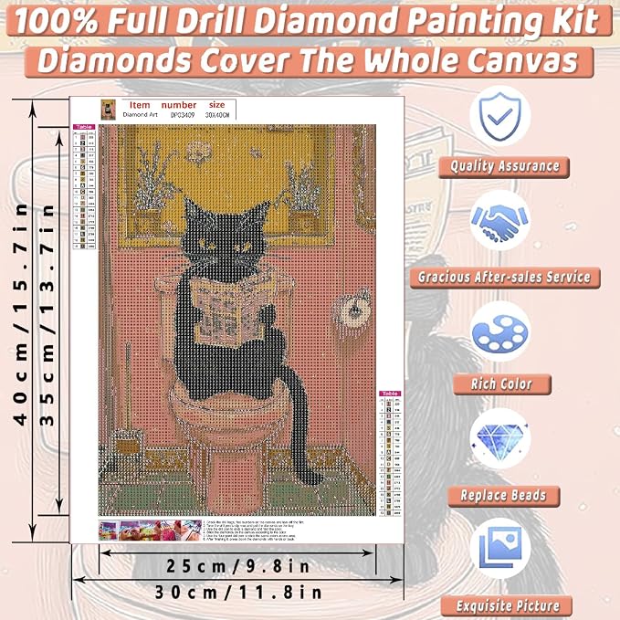 Black Cat Diamond Art Kits for Adults Diamond Painting Kit for Beginner