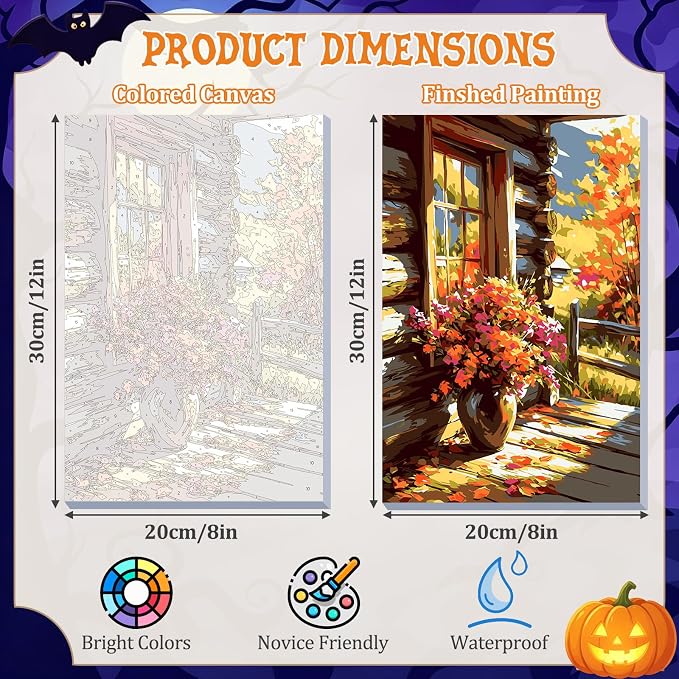 DOMROM Flower Paint by Numbers Kit for Adults, Flower DIY Acrylic Oil Painting on Canvas, Fall Paint by Number Kit, Home Decor Craft Gift 8x12 Inch