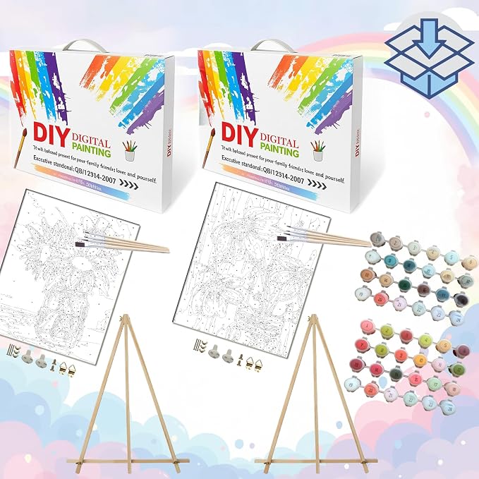 BAISITE Paint by Numbers Kit for Adults Beginners,16" Wx20 L 2 Pack Canvas for Painting Kits for Adults in Colorful Box 0304 Already Framed