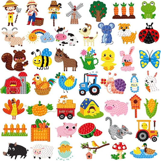 Labeol Diamond Art Kits for Kids Boys and Girls Ages 6-8-10-12 Easy to DIY Creative Diamond Art Sticker Craft by Numbers Kits for Kids and Adult Beginners (Farm)