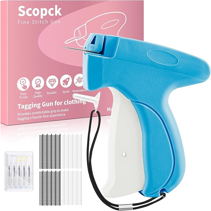 Stitch Gun for Clothes - Handheld Stitch Gun Quick Clothing Fixer - Mini Sewing Kit Micro Tagging Gun - Includes 6 Needle, 1000 Black Fasteners & 1003 White Fasteners