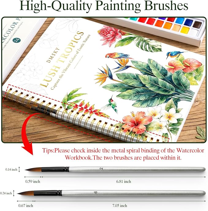 Watercolor Workbook for Beginners,18 Rich Tropics Exotic Rainforest Water Coloring Book,Relaxing & Easy to Paint Water Coloring Book with 24 Colors-Perfect for Gifting to Creativity & Joy for Adults