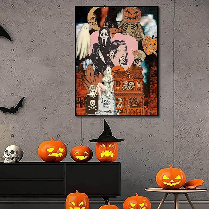 SUJINMEI Halloween Paint by Numbers Kit for Adults Without Frame 16X20 inch | Horror Adult Paint by Number Kits on Canvas, Scream Painting by Number for Adult, Acrylic Paints for Home Wall Decor