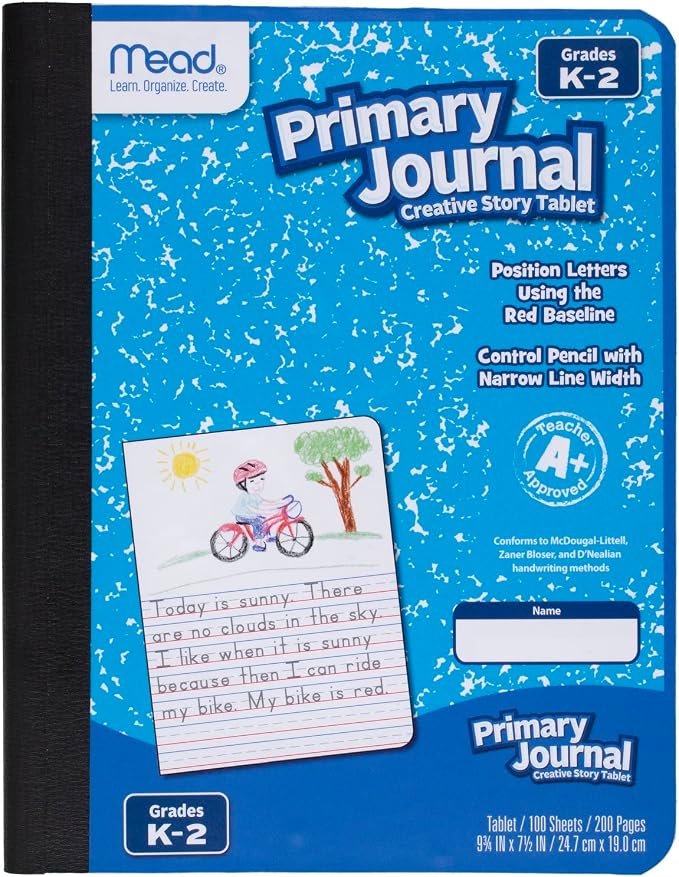Mead Primary Journal Creative Story Tablet Composition Notebook, 7.5" x 9.75", Grades K-2, 100 Sheets, 12 Pack, Assorted Colors (610052-ECM)
