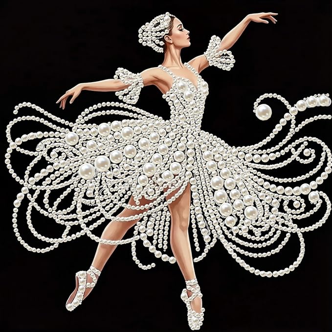 Morudeor Diamond Art Pearl Painting Kits for Adults,Special Shape Diamond Art Kits for Elegant Ballerina Dancer, DIY 3D Plastic Pearl Painting Kit for Home Decoration 12 × 12 inch