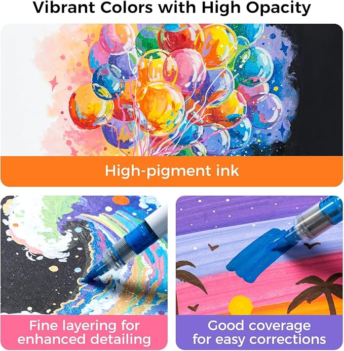 Ohuhu Acrylic Paint Markers Brush Tip 72 Colors Opaque Paint Pens-Nahuku