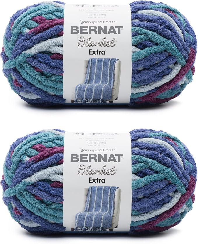 Bernat Blanket Extra, Chunky Yarn for Crocheting, Speckled Moonrise, 2-Pack