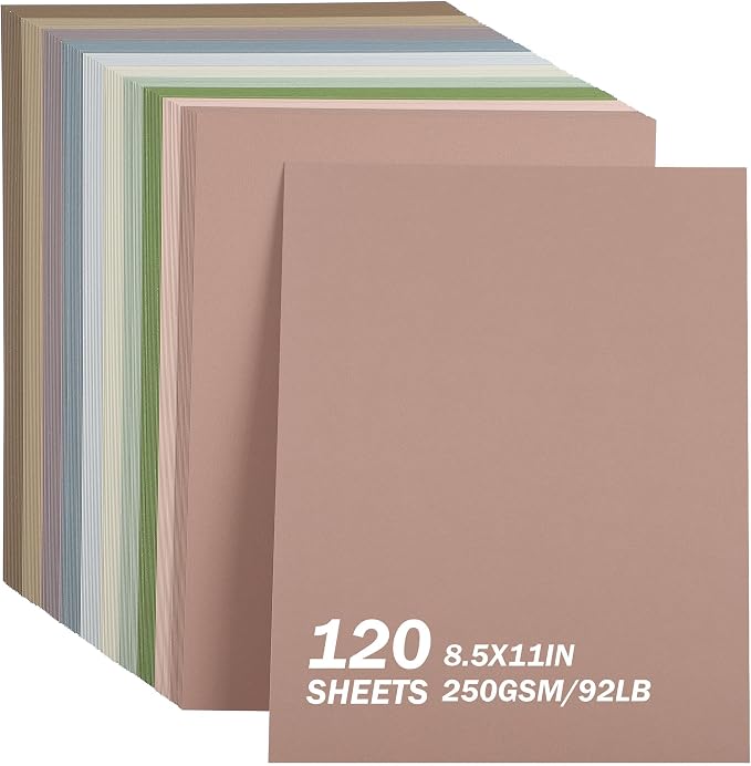 120 Sheets Morandi Mixed Colors Cardstock 92LB Construction Paper 8.5x11In