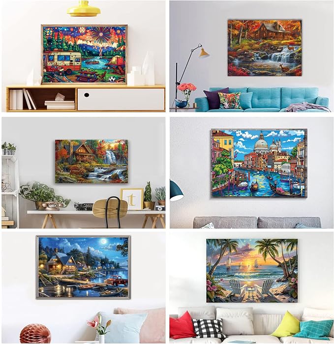 DOTSOPS 6 Pcs Landscape City Diamond Painting Kits Art Adults Painting Kits | Crafts DIY 5D Diamond Art Packs Kits,Full for Adults,Beginner Home Wall Decoration Gift 11.8 x 15.7 Inches