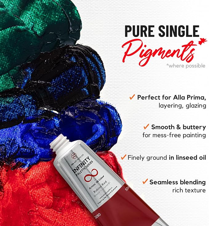 ZenART Professional Oil Paint Set - Artist Grade Old Masters Colors- 8x50ml | Impressionist Palette - Non-Toxic Large Tubes, Buttery Consistency, Rich Pigment,Lightfast Oil Paints for Artists & Beginners