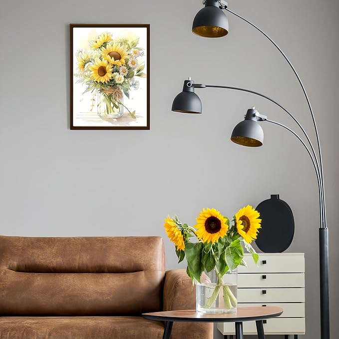 Diamond Painting Kits for Adults, Sunflower 5D Diamond Art Painting | Full Drill Round DIY Gem Painting, Diamond Dot Gem Art Painting Kits for Relax, Home Wall Art Decor 11.8 X 15.7 inch