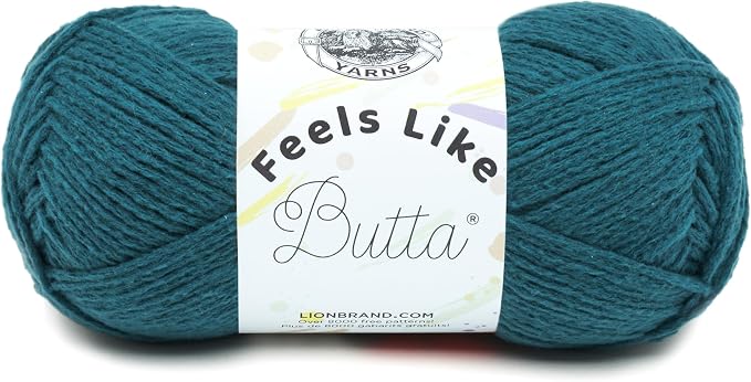 Lion Brand Yarn Feels Like Butta Yarn, Velvety-Soft Yarn for Crocheting and Knitting, 1 Pack, Teal | Buttery Soft Machine Washable Worsted Weight Knit Fiber for Cuddly Baby Blankets, Warm Sweaters, Smooth Amigurumis