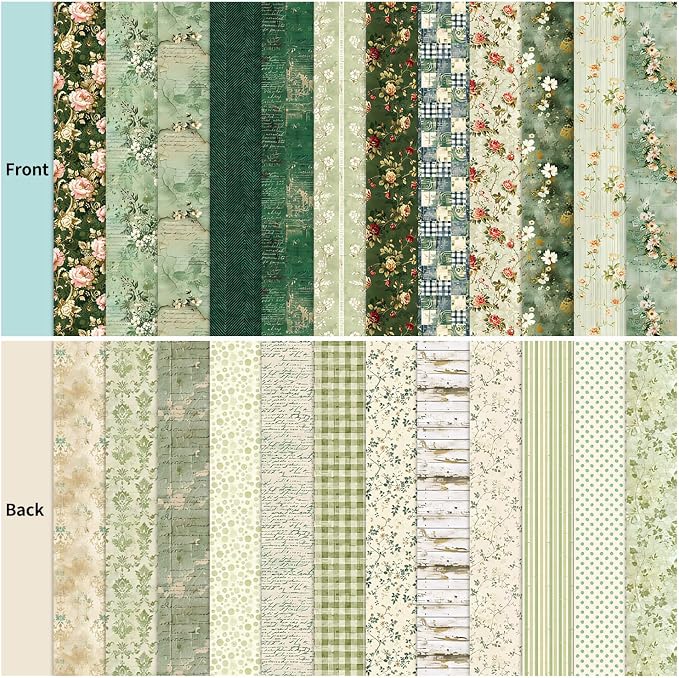 12×12 Boho Scrapbook Paper Vintage Flower Pattern Paper Pad,24 Sheets Double-Sided Bobo Floral Scrapbooking CardStock Papers Pad for Holiday Cardmaking DIY Journaling.