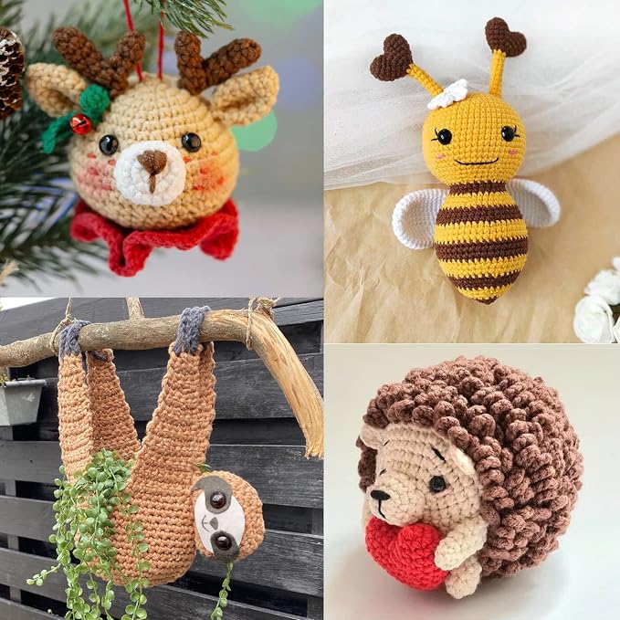3 Pack Beginners Crochet Yarn Light Brown+Brown+Coffee Cotton Crochet Yarn for Crocheting Knitting Beginners with Easy-to-See Stitches Cotton-Nylon Blend Crochet Yarn for Beginners Crochet Kit(3x50g)