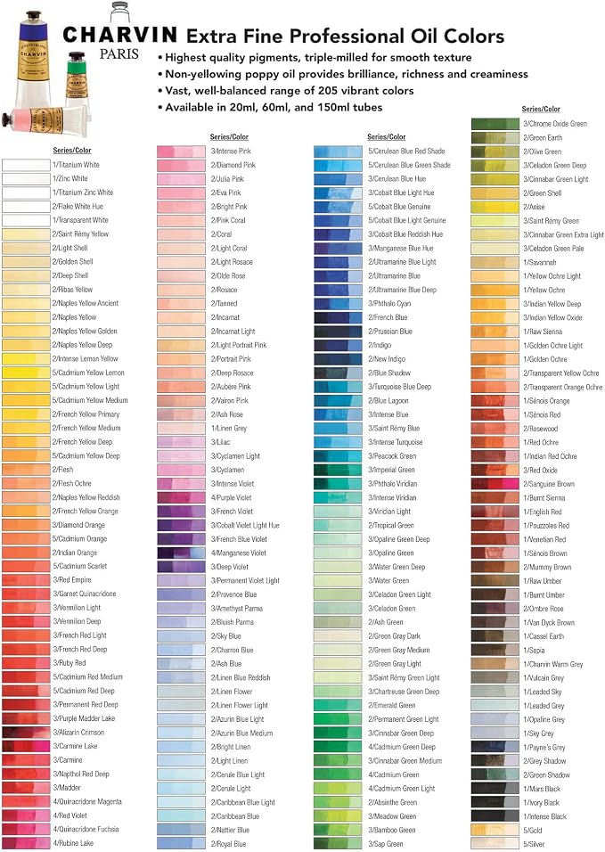 Charvin Extra Fine Oil Paint, Yellow Ochre 150 ml - Triple-Milled, Rich Texture, Poppy Oil-Based, Light-Fast, Handmade, Archival Quality