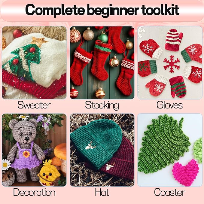 Crochet Kit for Beginners, 336Pcs Crochet Kits with 30 Colors Yarn Set
