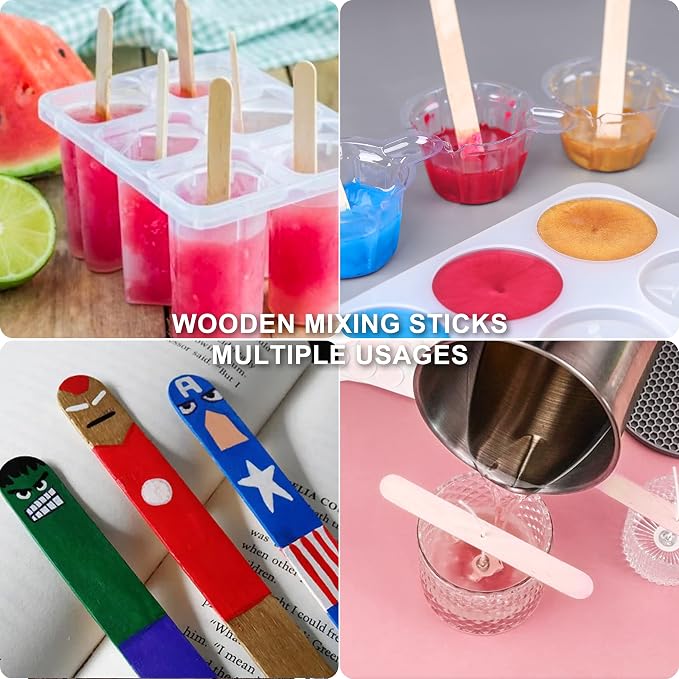 LET'S RESIN 30 ml Epoxy Mixing Cups, 200-Pack, with 50 Wooden Sticks | Disposable 30ml Measuring Cups and Wooden Stirring Sticks Support Paint Mixing, Resin Crafts and Jewelry Making
