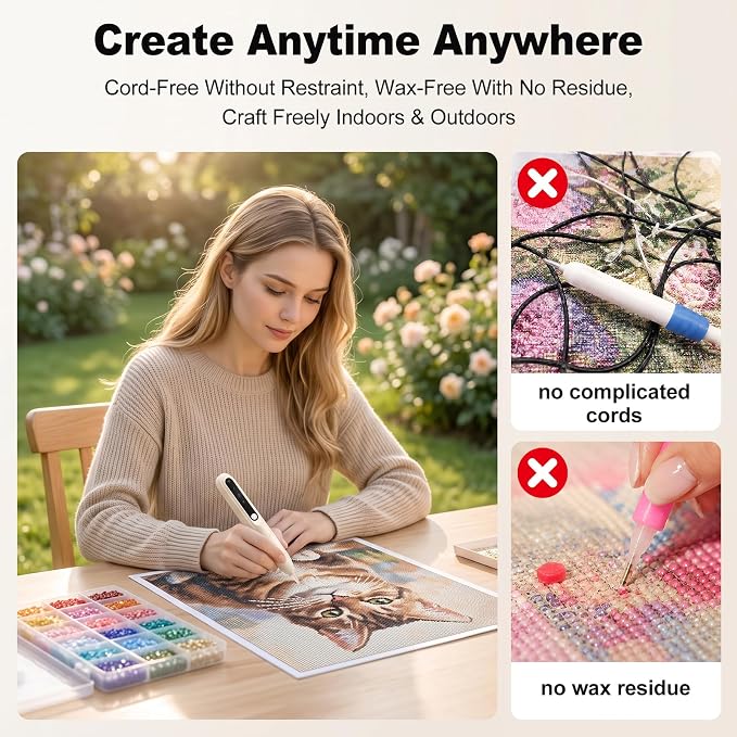 Diamond Painting Pen Kit with 4 Replaceable Tips, Resin Diamond Art Pen