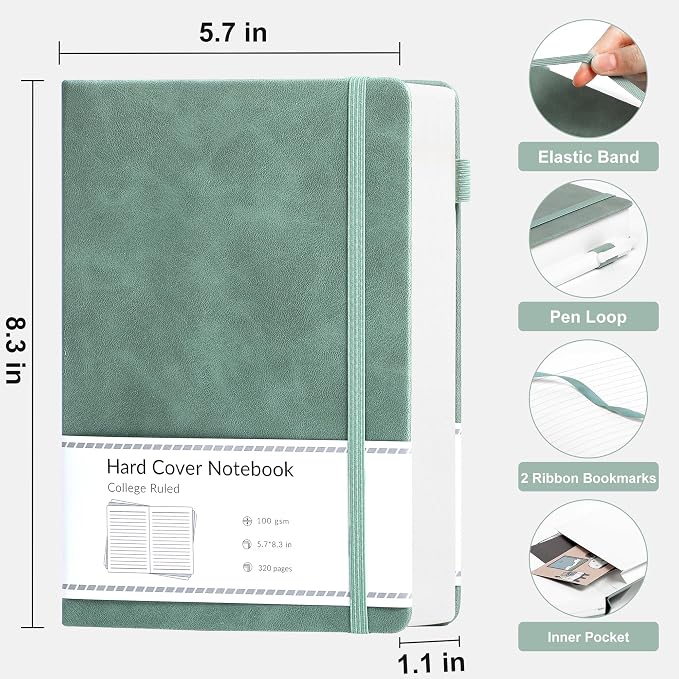 CAGIE Journal Notebook for Women Men Leather Journaling Notebooks Diary A5
