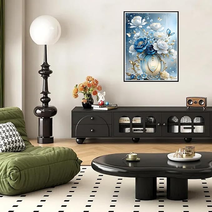 Ycydilirab Flowers Diamond Art Kits for Adults- 5D Diamond Painting for Adults Flowers, DIY Gem Painting Perfect for Relaxation and Home Wall Decor 12x16inch
