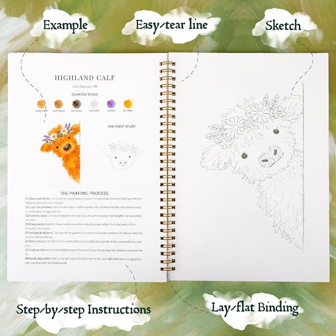 Watercolor Workbook for Beginners,18 Whimsical Farm Animal Water Coloring Book,Relaxing & Easy to Paint Water Coloring Book with 24 Colors-Perfect for Gifting to Creativity & Joy for Adults