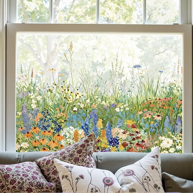 ADD.HERES Stained Glass Window Film, Window Film Decorative, 17.5 x 78.7 in