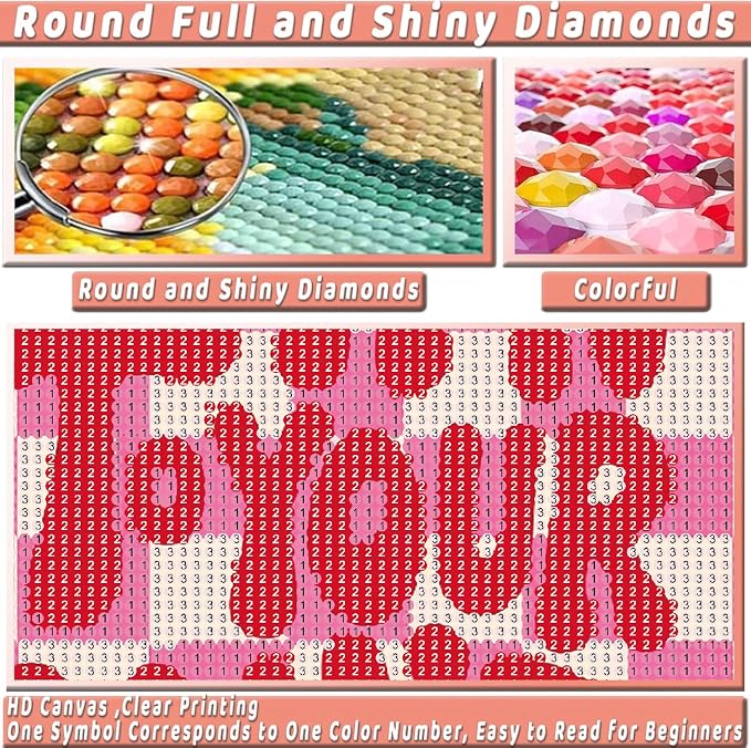 2 Pack Pink Diamond Art Kits for Adults Diamond Painting Kit for Beginner | Cute Vintage 5D DIY Funny Diamond Dots Full Drill Crafts for Gem Art Dot Art for Adults Home Wall Decor for Teens 10x12 in
