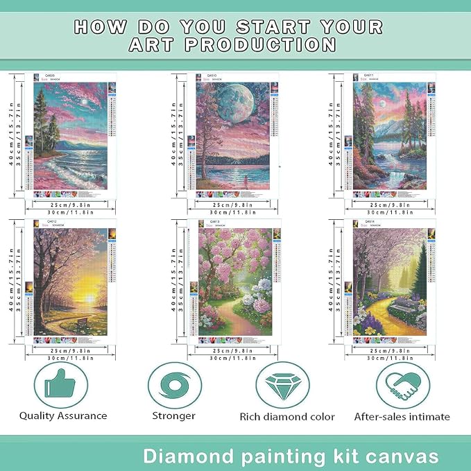 Leatrice 6 Pcs Landscape Diamond Painting Kits for Adults Diamond Art Kits