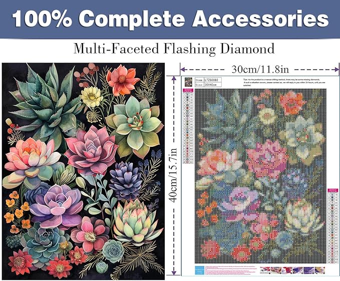 ijbnhd Succulent Diamond Art Kits for Adults Plants 12x16inch