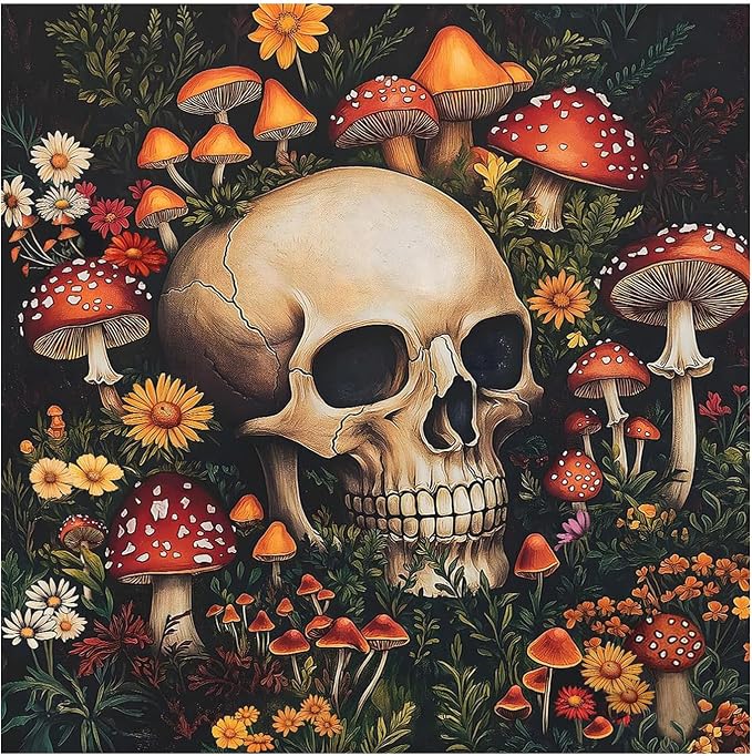 Skull Paint by Numbers Kit for Adults, 16x16 inch | DIY Painting Kits Crafts for Adults, Relieve Stress, Gift, Home Wall Decor