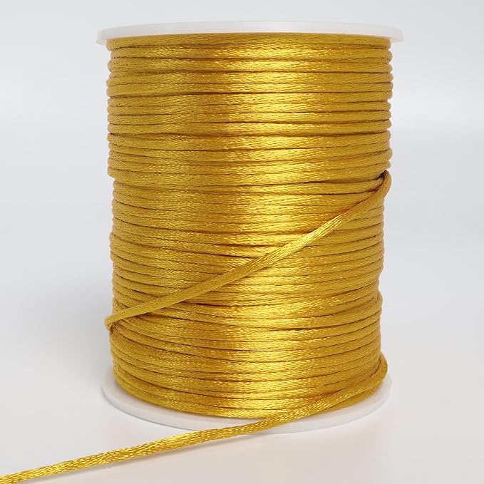 LUSTEMBER 2 mm x 330 Feet Satin Nylon Cord, Silky Smooth Nylon String for Jewelry Making Bracelet Necklaces Beading Thread Rattail Macrame Kumihimo Chinese Knot Craft