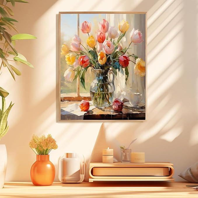 Arttoplus Flower Paint by Numbers Kit for Adults Canvas 16x20inch | Flower Paint by Numbers Kits for Adults Beginner, Oil Acrylic Painting by Numbers for Gift Home Wall Decor (Without Frame)