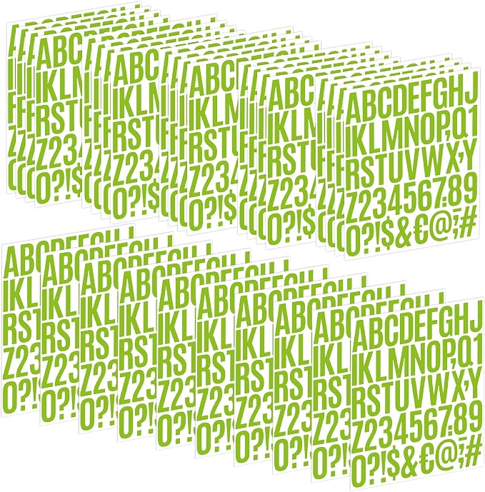 Letter Stickers 30 Sheets 1500 PCS Large Alphabet Sticker 2 Inch Vinyl Self Adhesive Stick on Stickers for Water Bottles Cup Mailbox Number Address Crafts Scrapbook Bulletin Board Decor (Light Green)