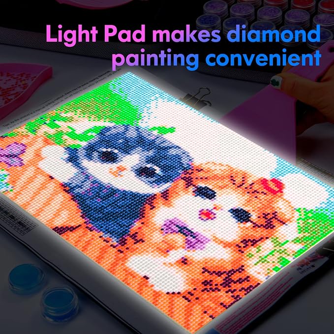 LitEnergy 9”x12” LED Light Pad Kits, USB Powered Light Board, Adjustable Brightness Light Box with 108 Slots Jars and Accessories for Diamond Art Painting (Black)