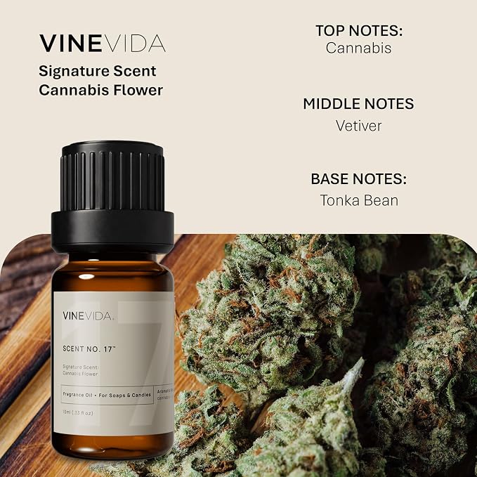 VINEVIDA [0.33oz] Cannabis Flower Fragrance Oil - Made in USA Scents for Candle Making - Natural Candle Fragrance Oil - Scents for Soap Making