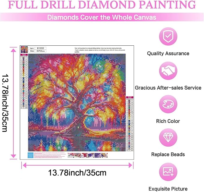 DIYCYCY Tree of Life Diamond Painting Kits for Adults Beginners 13.8x13.8in | Full Drill Diamond Art Kits,Round 5D DIY Diamond Dots Paintings, Diamonds Pictures Gem Art and Crafts Home Wall Decor