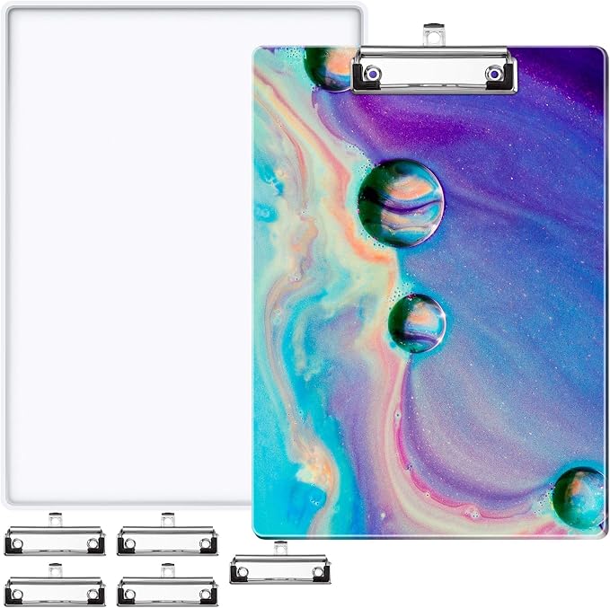 NiArt A4 Clipboard Epoxy Resin Mold & 5 Stainless Steel Low-Profile Clips | A4 Size DIY Casting Silicone Epoxy Resin Mold, Metal Clips with Retractable Hanging Hole for Write Pad Draw Board Making