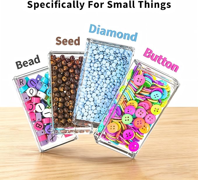 64 Grids Diamond Painting Storage Containers, Portable Transparent Bead Organizer Box with Snap Lid | Dust-Proof Diamond Art Drill Container for DIY Crafts, Jewelry, and Small Accessories