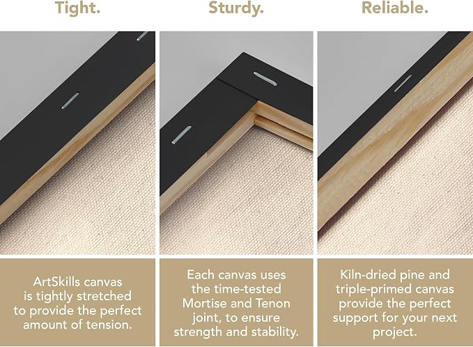 ArtSkills Black Canvas, Stretched Canvases for Painting, Supplies for Artists, 11x14, 2-Pack