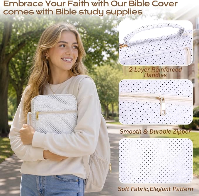 XKDOUS Bible Cover Case for Women Bible Bag Journaling Kit w/Study Supplies