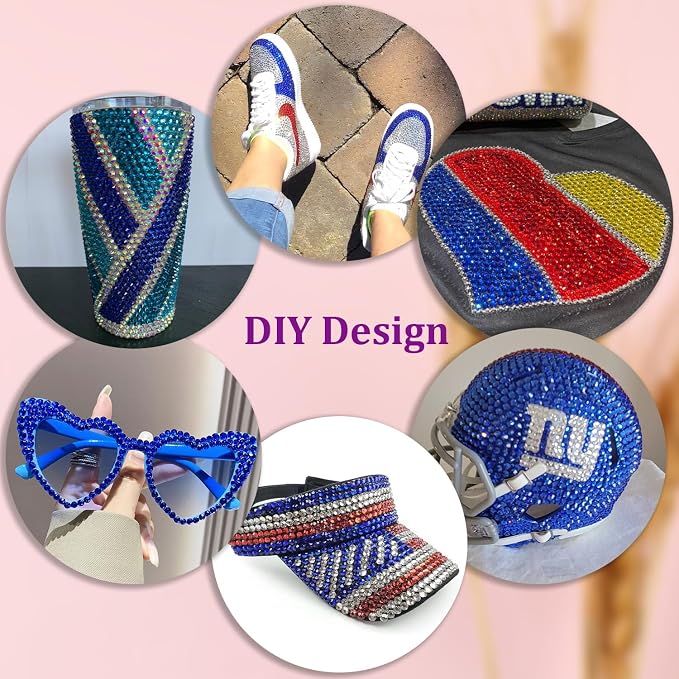 30000Pcs Resin Rhinestones for Bedazzling with Tweezers, Royal Blue Rhinestones for Crafting with 3Pcs 10ml B7000 Jewelry Glue for DIY Crafts Clothing Tumblers Shoes Fabric Nail Art