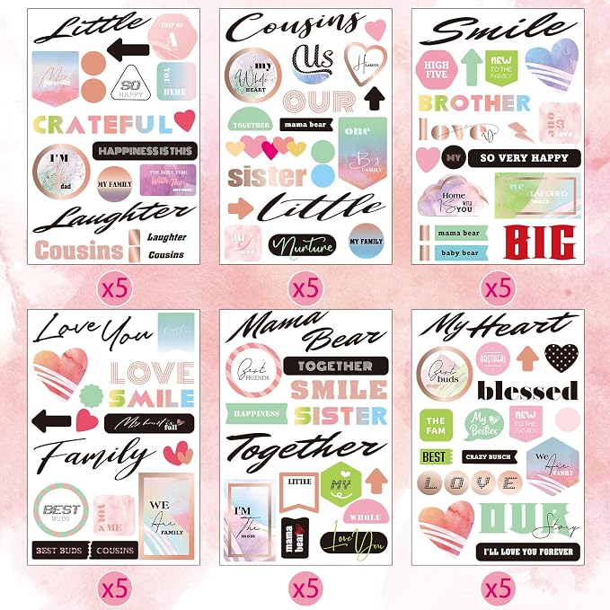 Chinco 30 Sheet Family Friend Theme Scrapbooking Sticker Decals