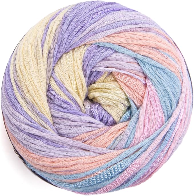 YarnArt Symphony Dream Cotton Yarn -%80 Cotton%20 Viscose Rainbow Multicolor Crochet Knitting Yarn - Suitable for All Blouses, Dresses, Shawls, Bags, Hats - 273 Yards, 3.52 Oz (1 Skein) (3117)
