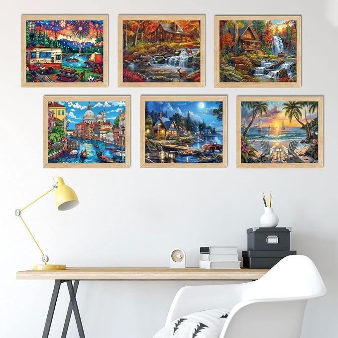 DOTSOPS 6 Pcs Landscape City Diamond Painting Kits Art Adults Painting Kits | Crafts DIY 5D Diamond Art Packs Kits,Full for Adults,Beginner Home Wall Decoration Gift 11.8 x 15.7 Inches