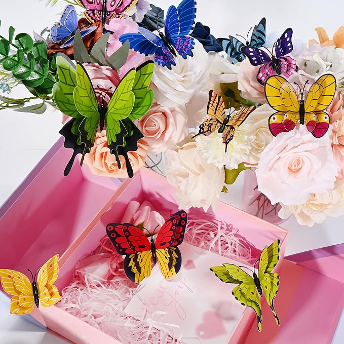 SAOROPEB 3D Butterfly Wall Decor, 24 Pcs Cottagecore Butterfly Decorations