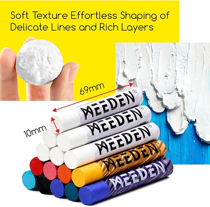MEEDEN Soft White Oil Pastels: 6 Pcs Oil Pastels for Artists Beginners