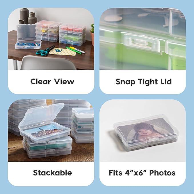 IRIS USA Photo Storage Cases |Made in USA| Fits 4"x6", (10-Pack) - Clear