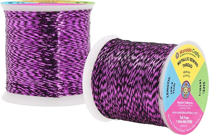 Mandala Crafts Metallic Purple Embroidery Floss for Sewing, 218 Yard Spool