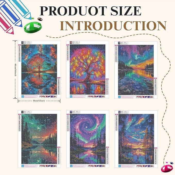 Mosaflare 6 Pack 5D Landscape Scenery Diamond Painting Kits 12x16 Inch