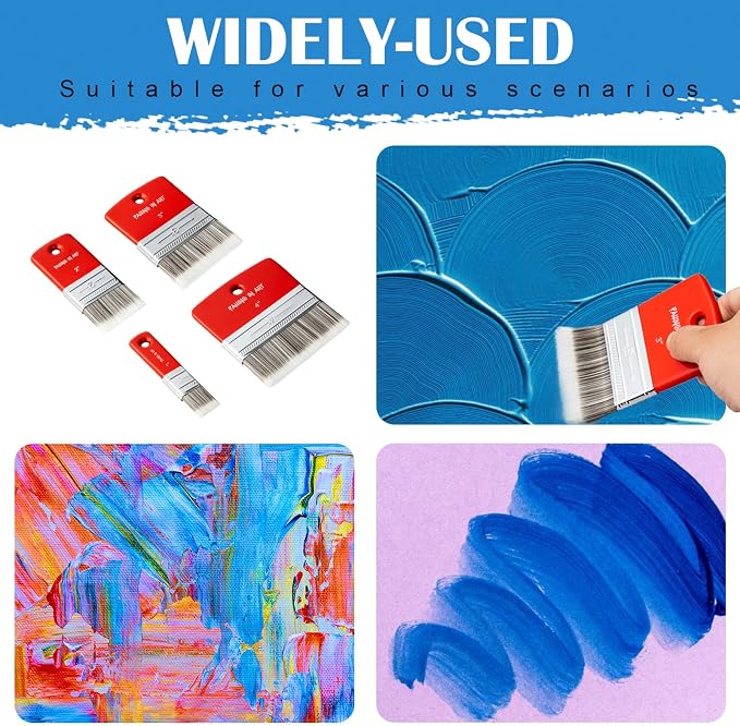 Falling in Art 3 Inch Flat Paddle Paint Brush | Scale Brush, Blending Paint Brush, Wide Flat Paint Brushes for Oil and Acrylic Paints